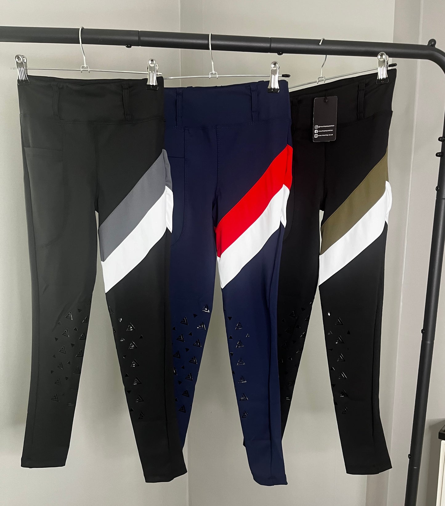 *KIDS* Elizabeth Black/White/Olive Riding Leggings image 2