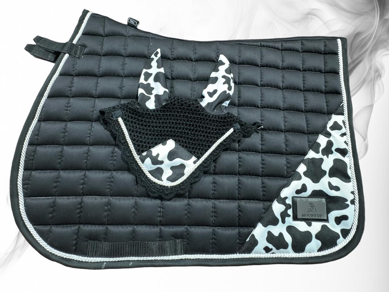 Black Liqourice Cow Print Saddle Pad and Ears image 2