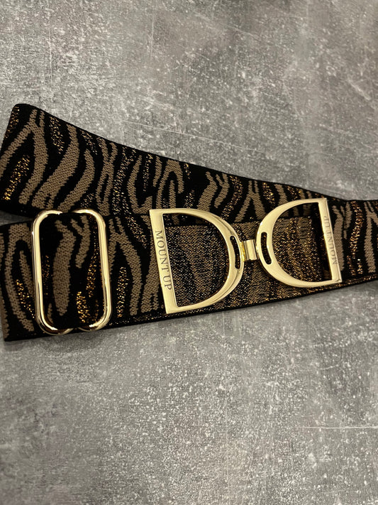 Gold Glitter Tiger Stripe Pattern Stirrup Belt image 0