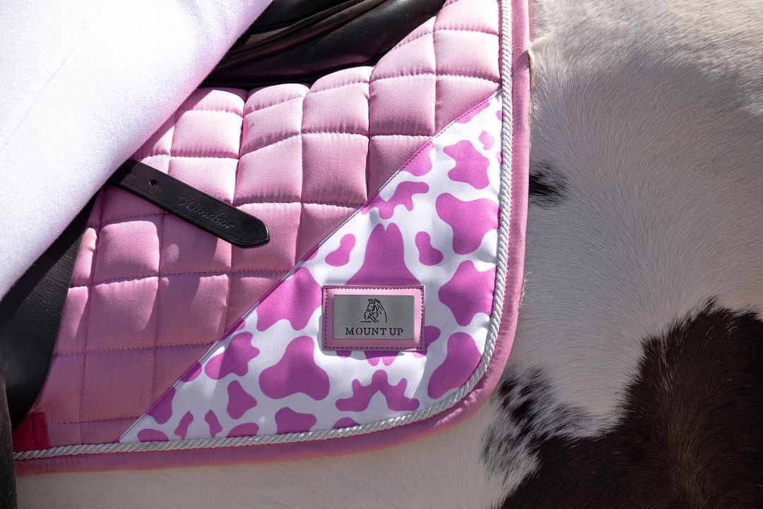 Cotton Candy Cow Print Saddle Pad and Ears image 3