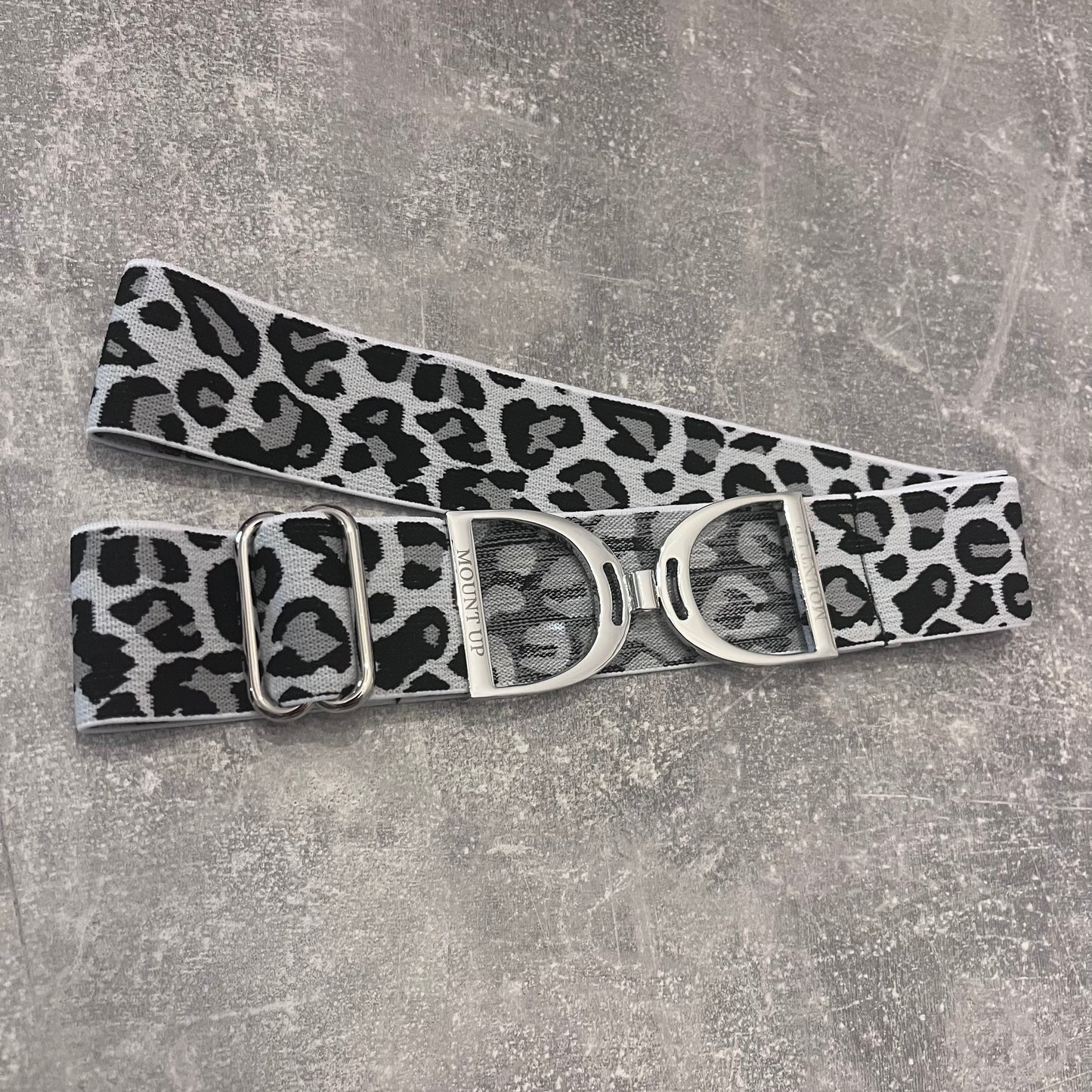 White Leopard Print Stirrup Belt image 0