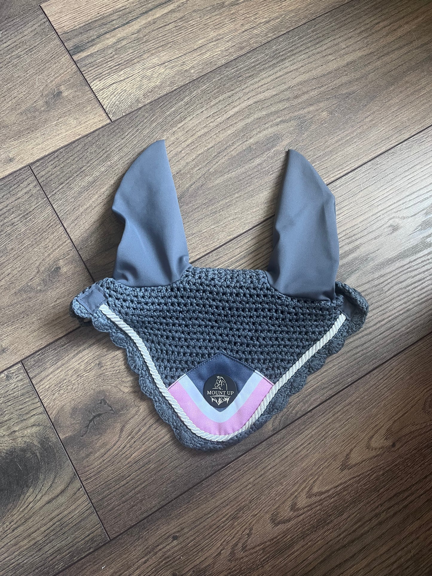 Elizabeth Pink/Grey/White Ear Bonnet