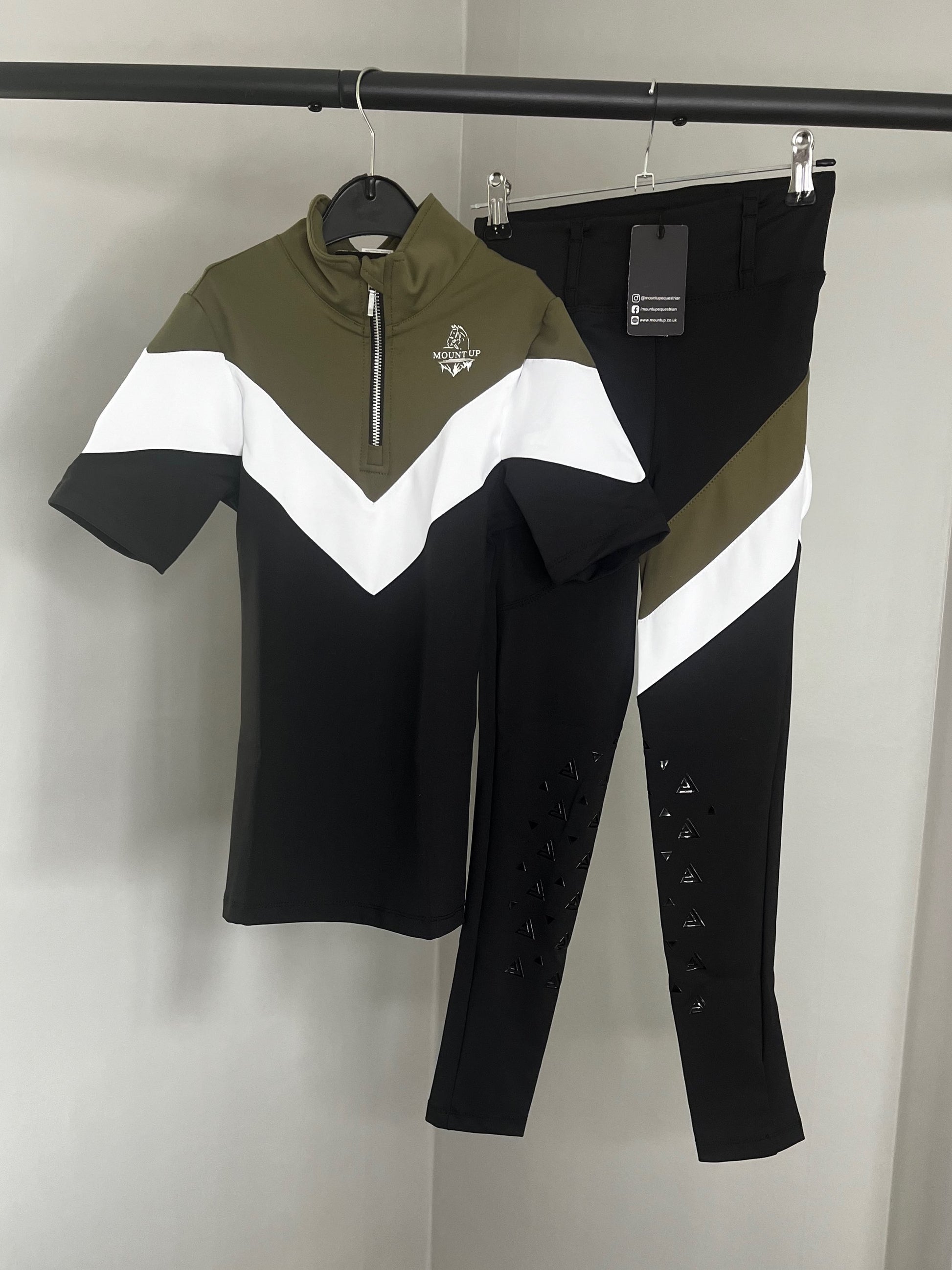 *KIDS* Elizabeth Black/White/Olive Short Sleeve Baselayer image 1