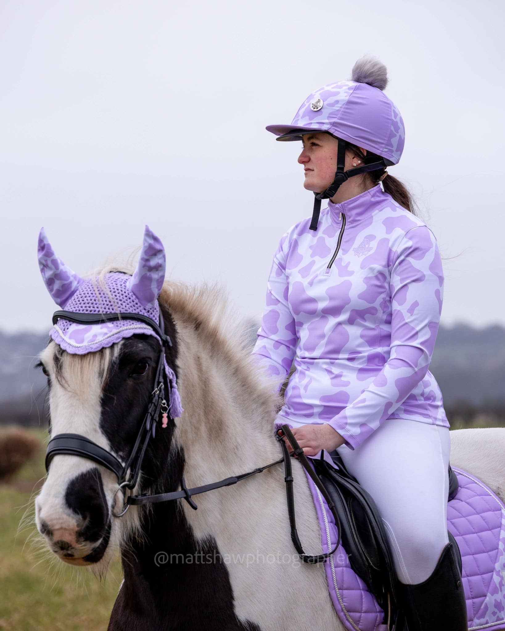 Parma Violet Cow Print Saddle Pad and Ears image 3