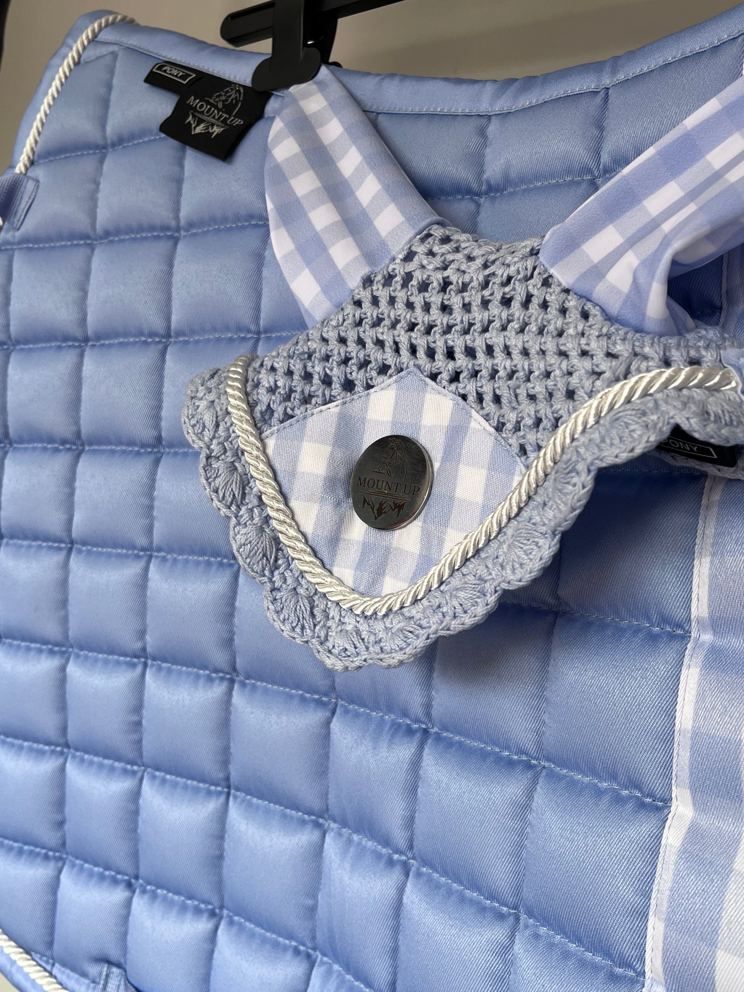 Gingham Bluebell Saddle Pad and Ears