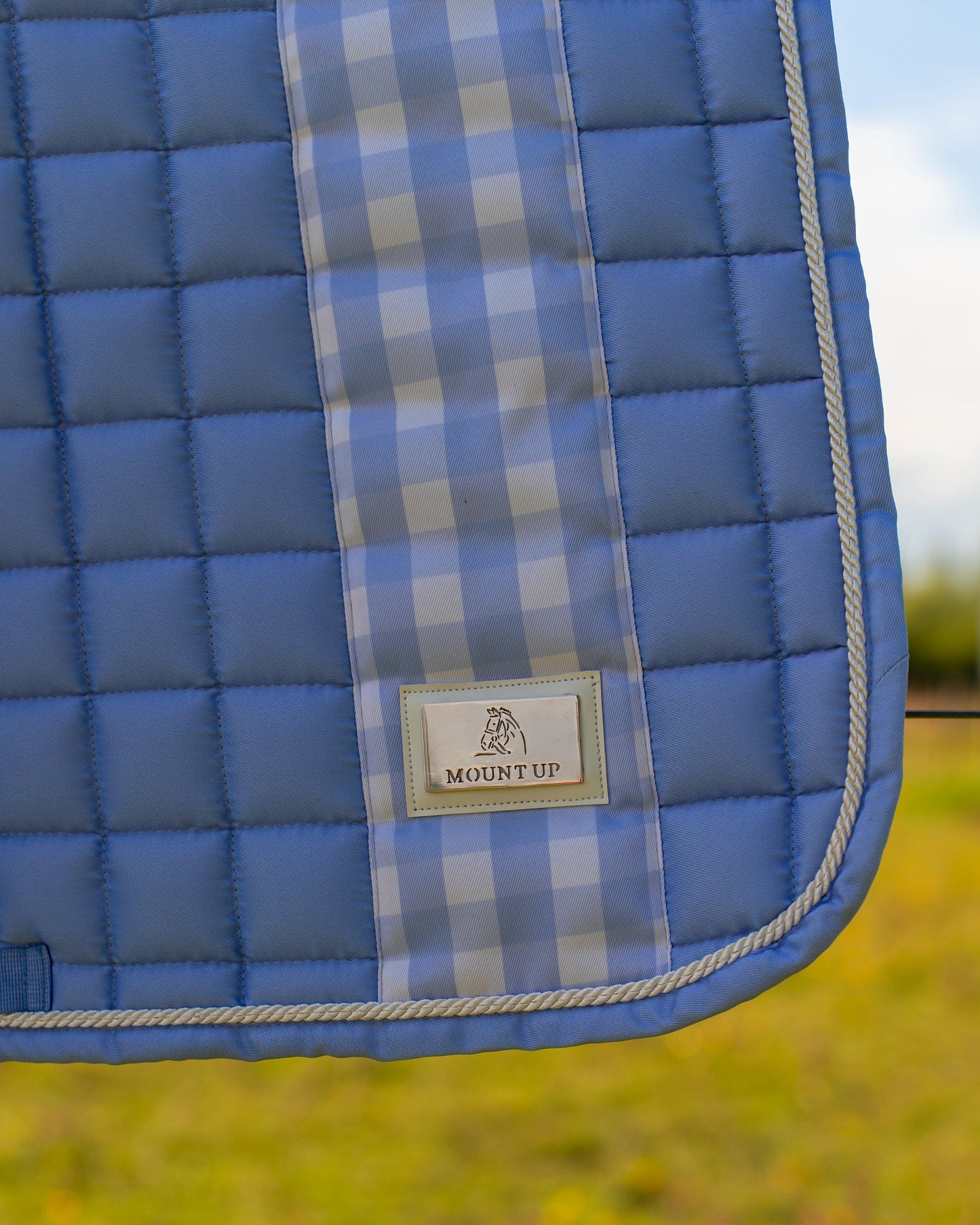 Gingham Bluebell Saddle Pad and Ears