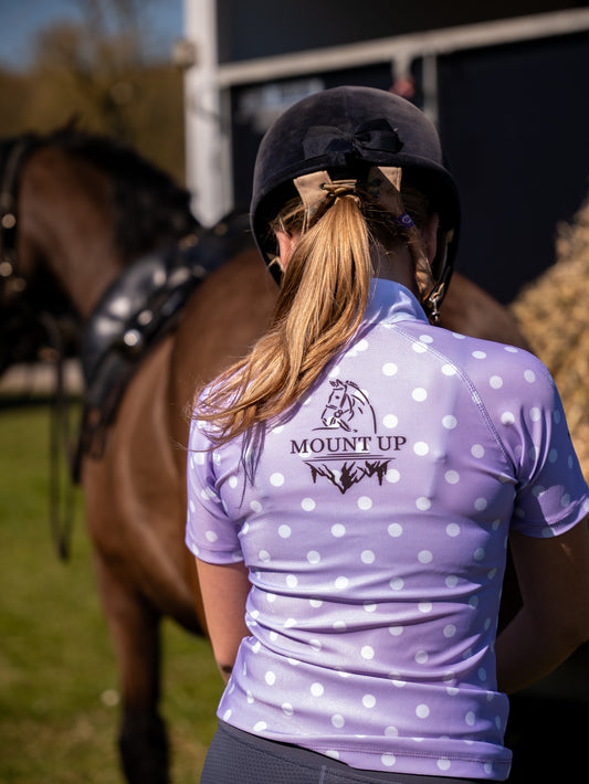 *Kids* Short Sleeve Lilac Polka Dot Baselayer