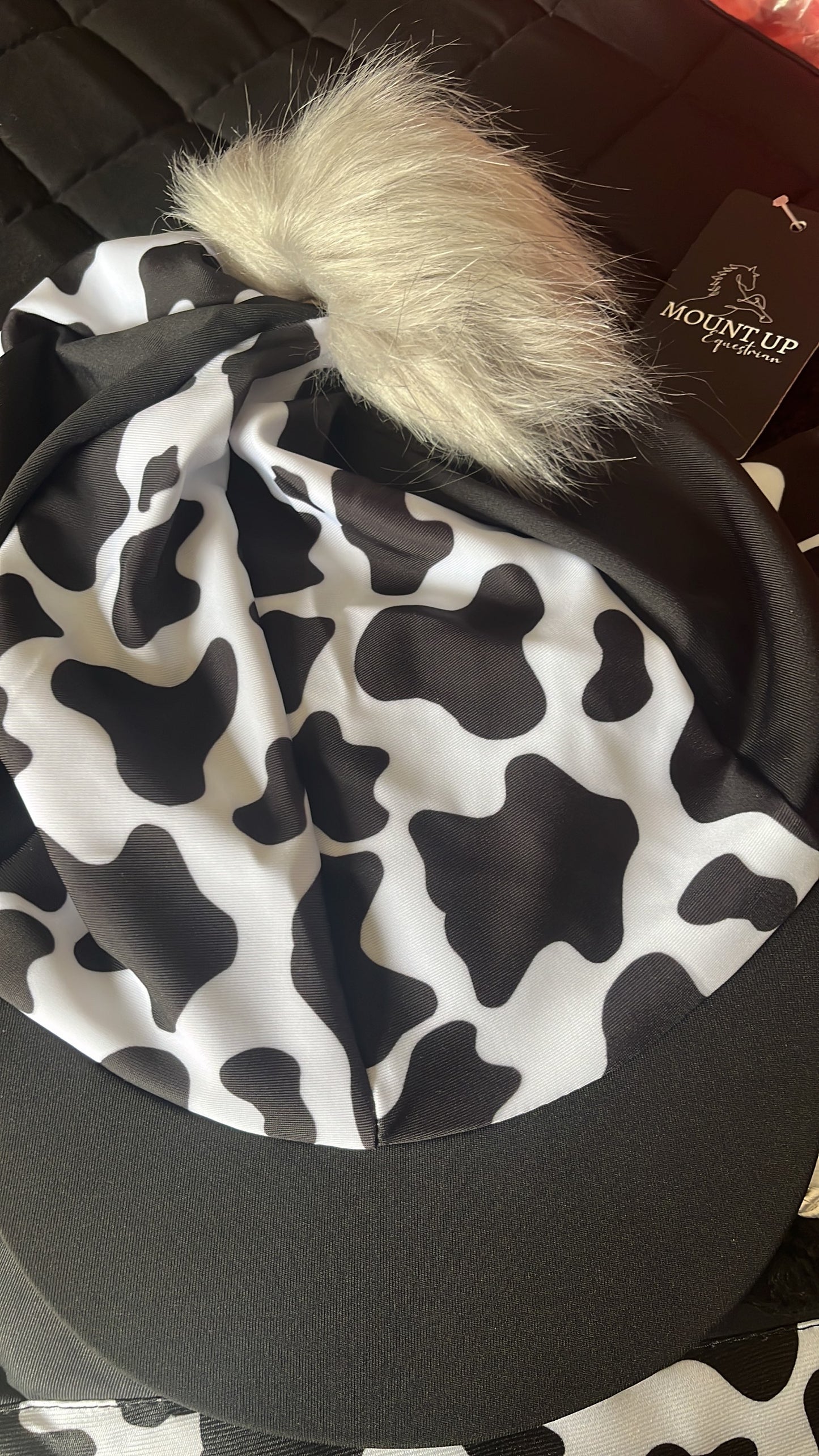 Black Liquorice Cow print Hat Silk image 0