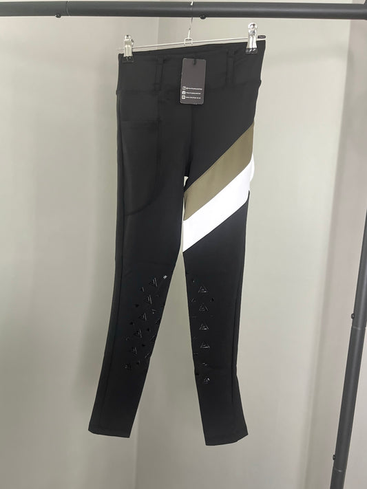 *KIDS* Elizabeth Black/White/Olive Riding Leggings image 0