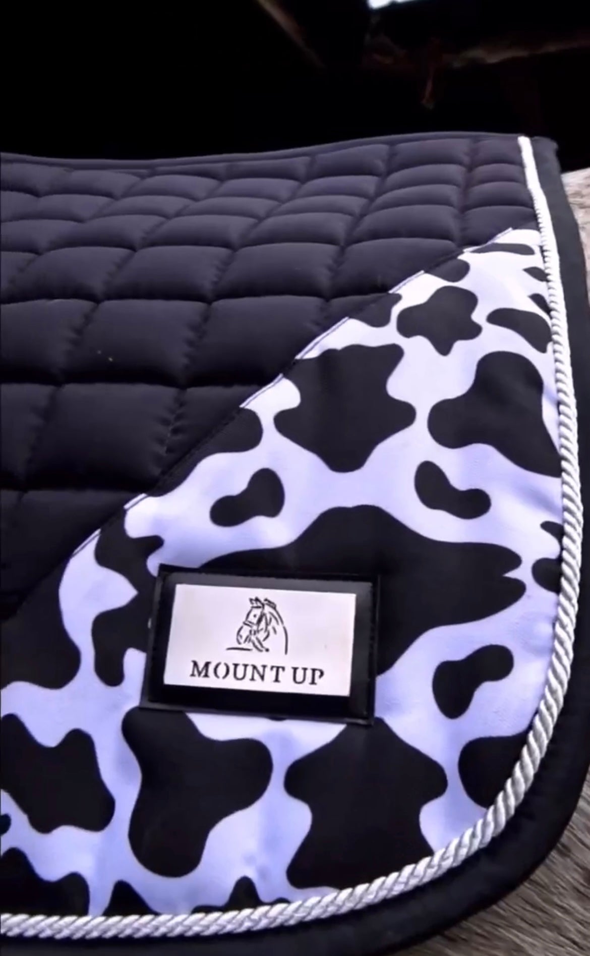 Black Liqourice Cow Print Saddle Pad and Ears image 0