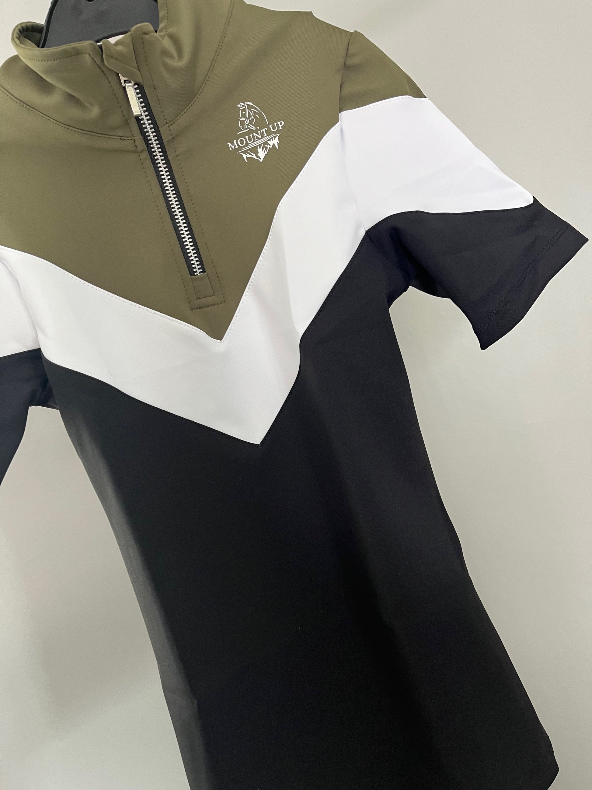  *KIDS* Elizabeth Black/White/Olive Short Sleeve Baselayer image 0