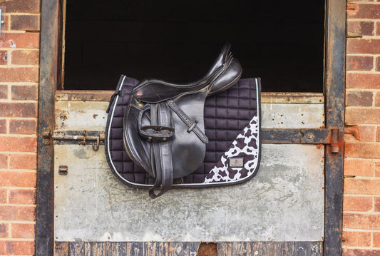 Black Liqourice Cow Print Saddle Pad