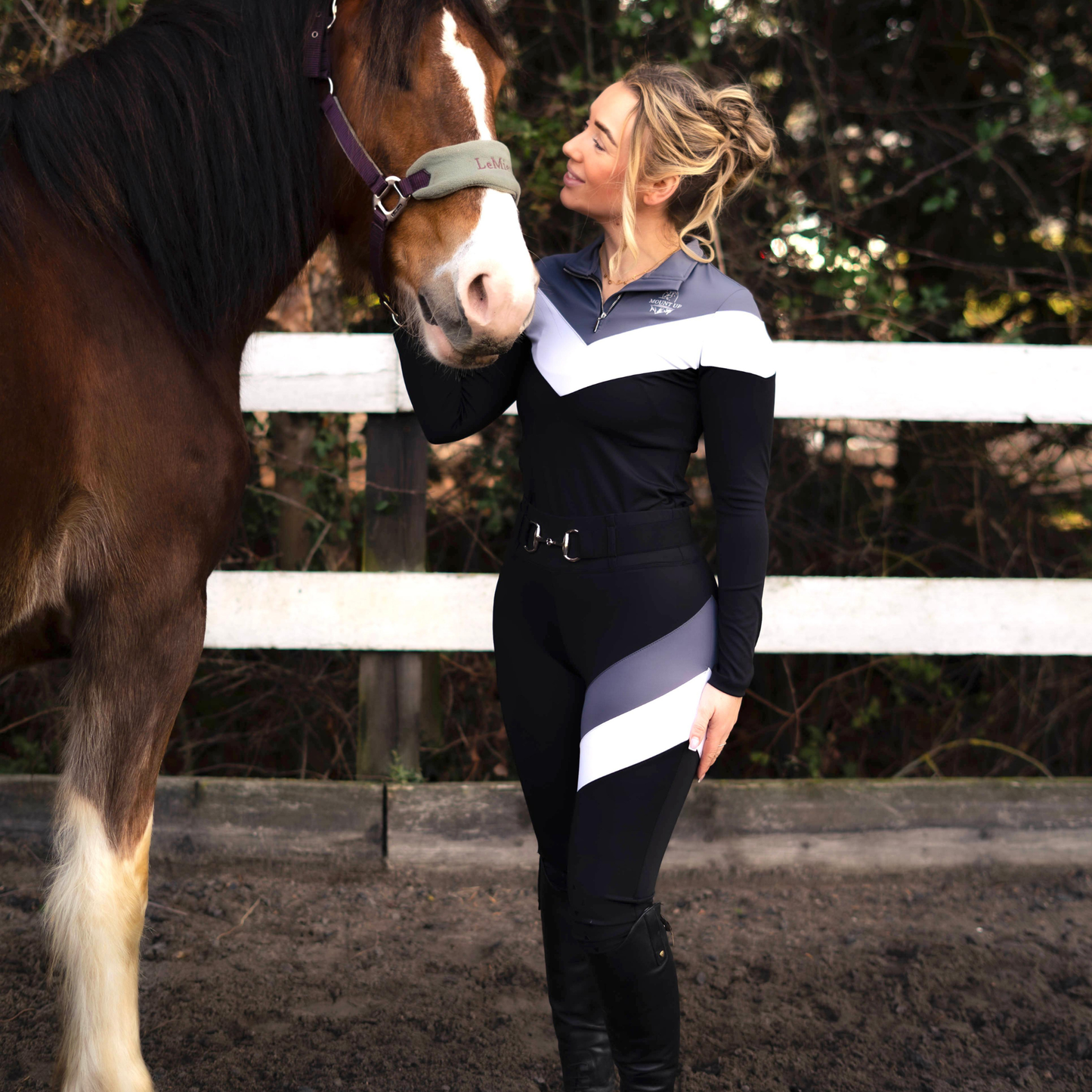 *Black/Grey/White* Elizabeth Riding Leggings