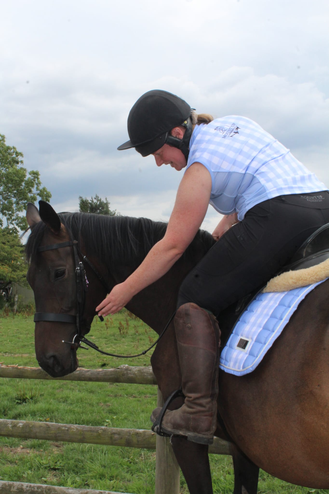 Gingham Bluebell technical base layer