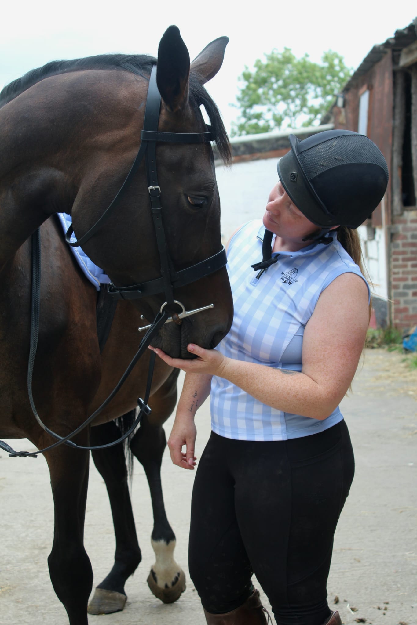 Gingham Bluebell technical base layer