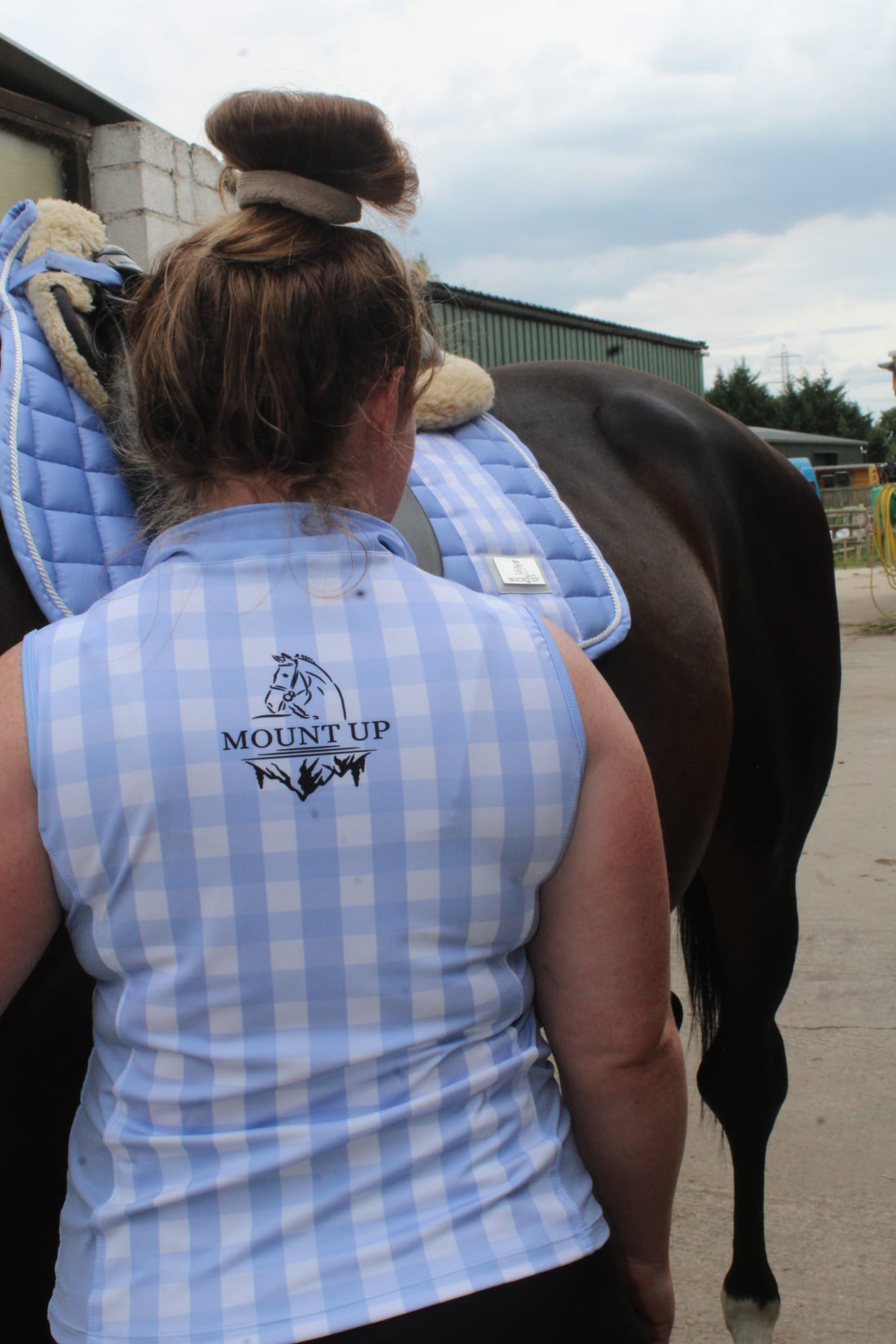 Gingham Bluebell technical base layer