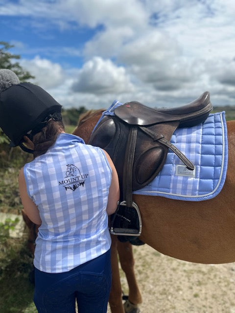 Gingham Bluebell technical base layer