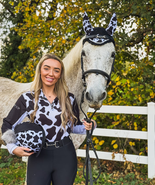 Black Liquorice Cow Print Hat Silk
